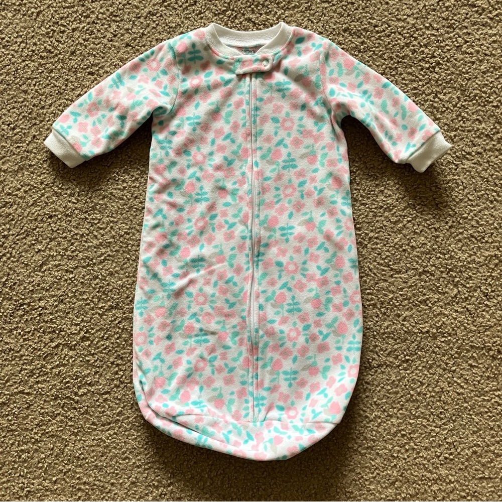 Carter's Pink and Green Sleep Sacks with Long Sleeves